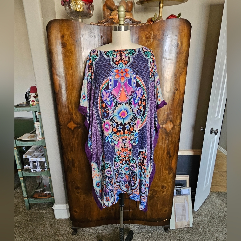 Johnny Was Multicolor Floral Swim Coverup